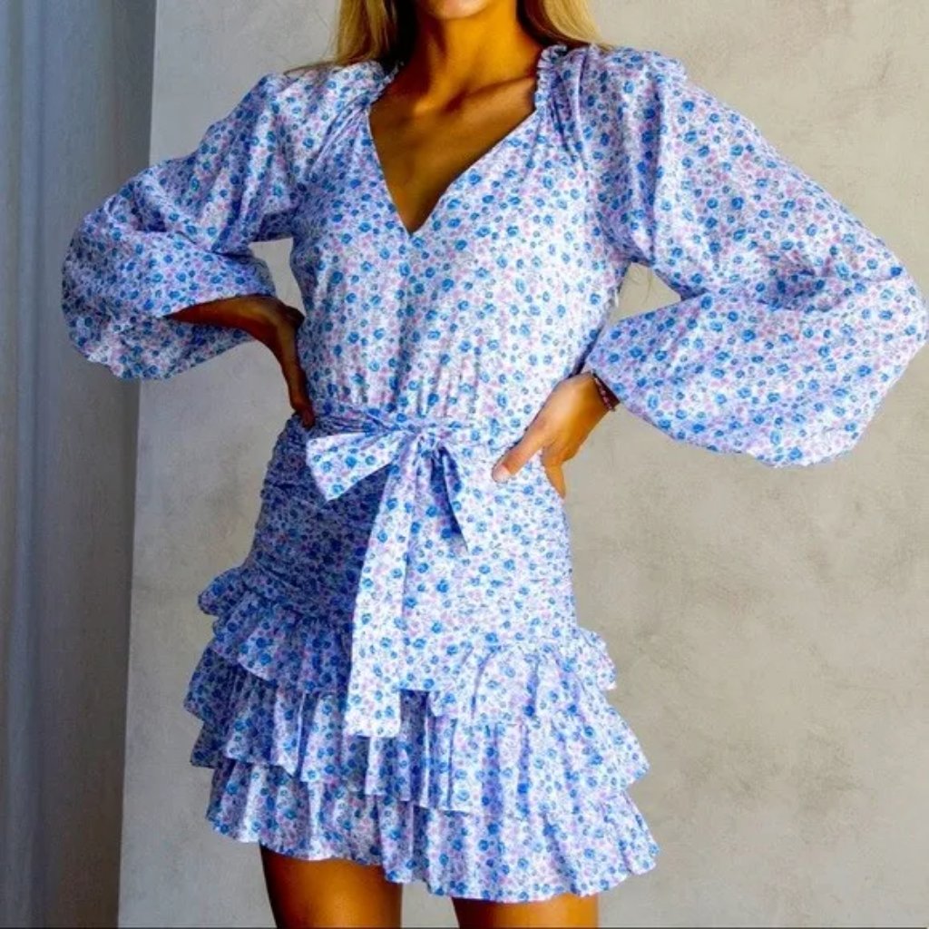 Loveshackfancy Rina Crushed Blueberries Mini Dress Size 4